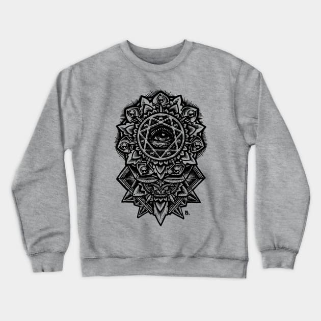 Eye of God Sacred Geometry Mandala Crewneck Sweatshirt by Roberto Jaras Lira